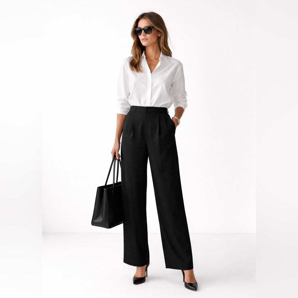 Jenni Kayne 100% Silk Textured Trousers (Silk Noil) Wide-Leg
